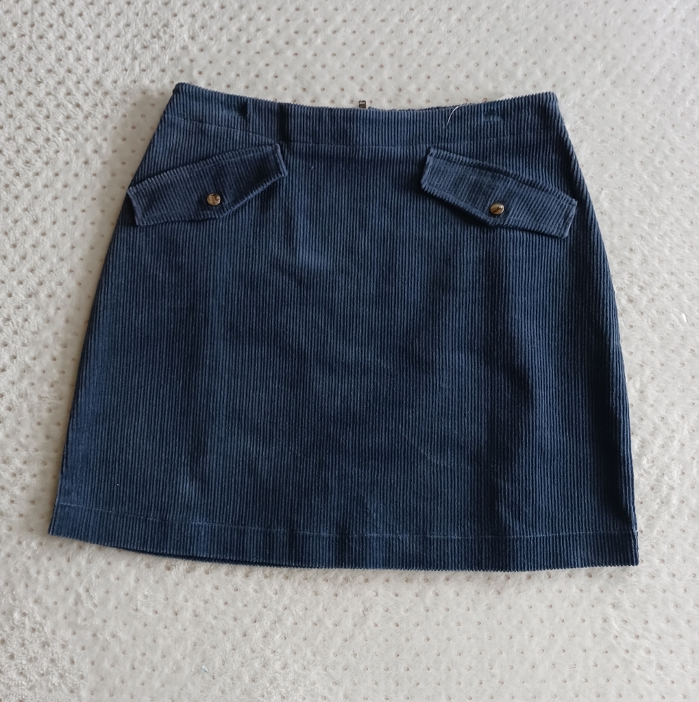 Rock & Roll Cowgirl blue corduroy mini skirt with cute pockets - Picture 3 of 10